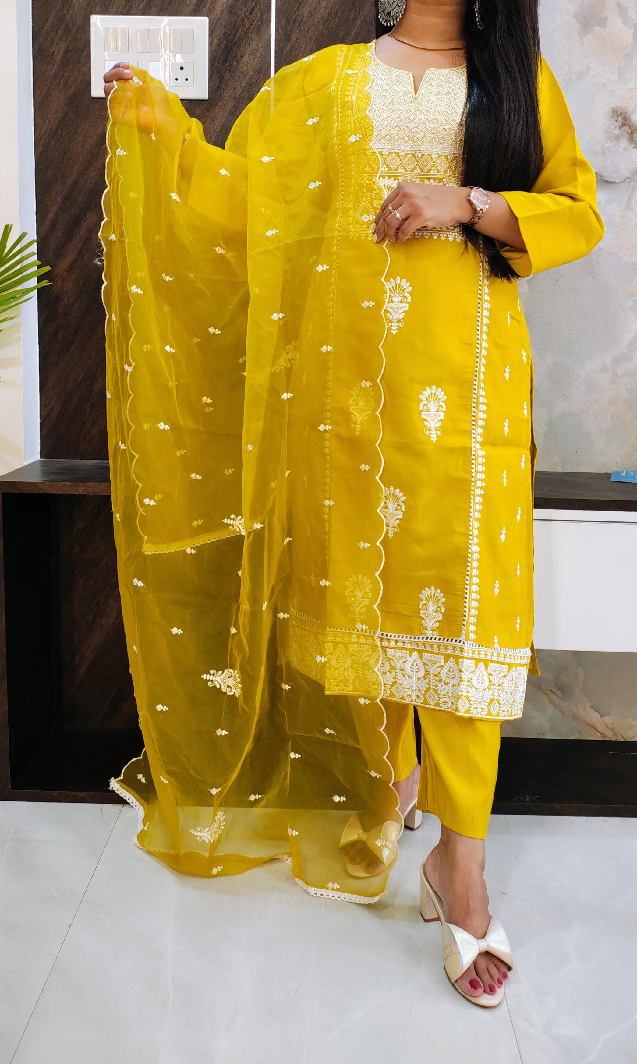 Yellow Roman Silk Suit