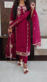 Maroon Roman Silk Suit