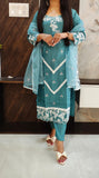 Dark Sky Blue Roman Silk Suit