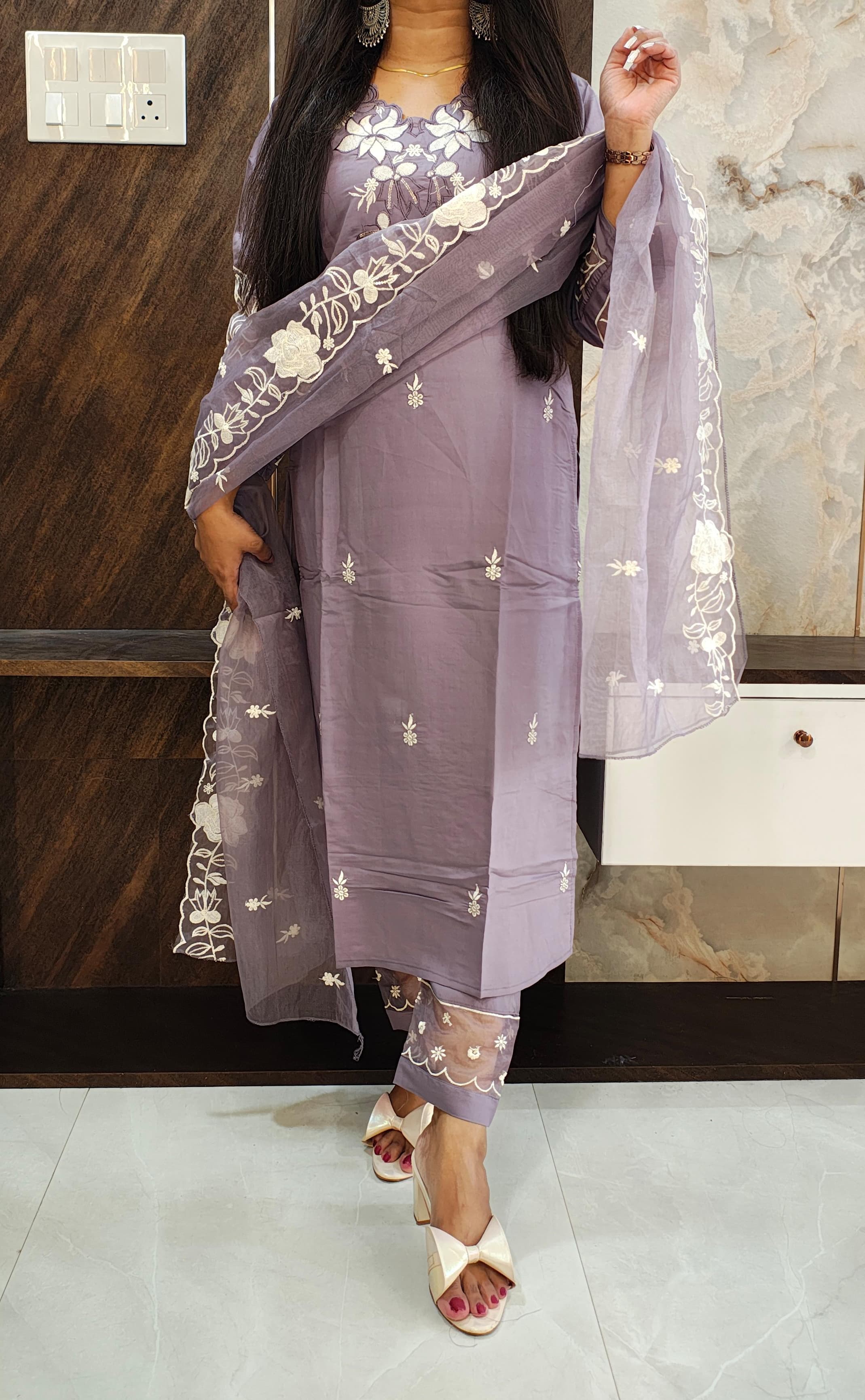 Lilac Roman Silk Suit