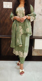 Green Roman Silk Suit