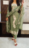 Green Roman Silk Suit