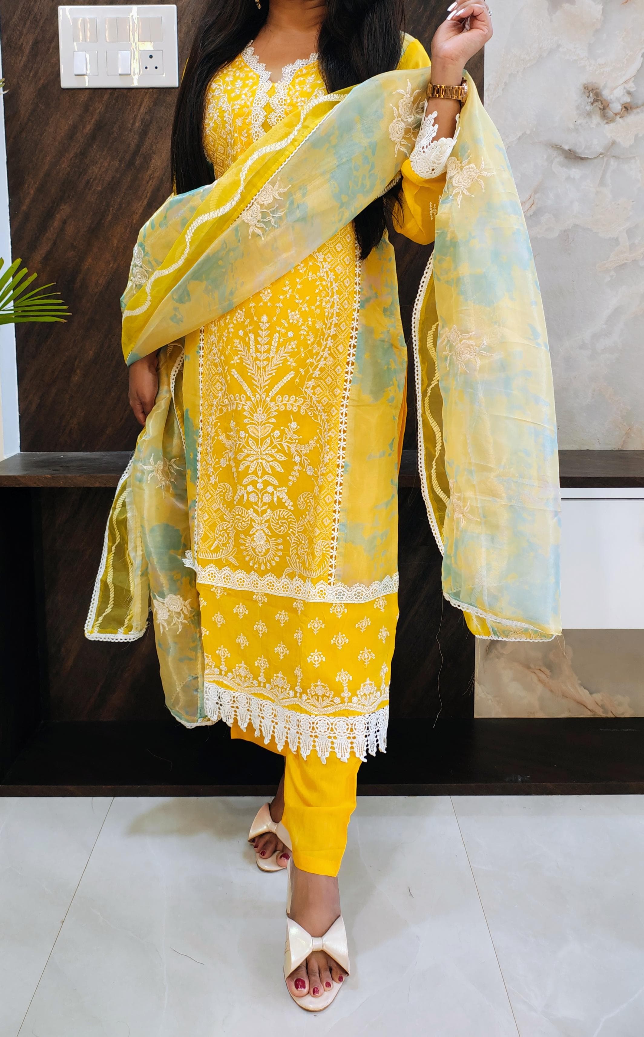 Yellow Pakistani Party Suit