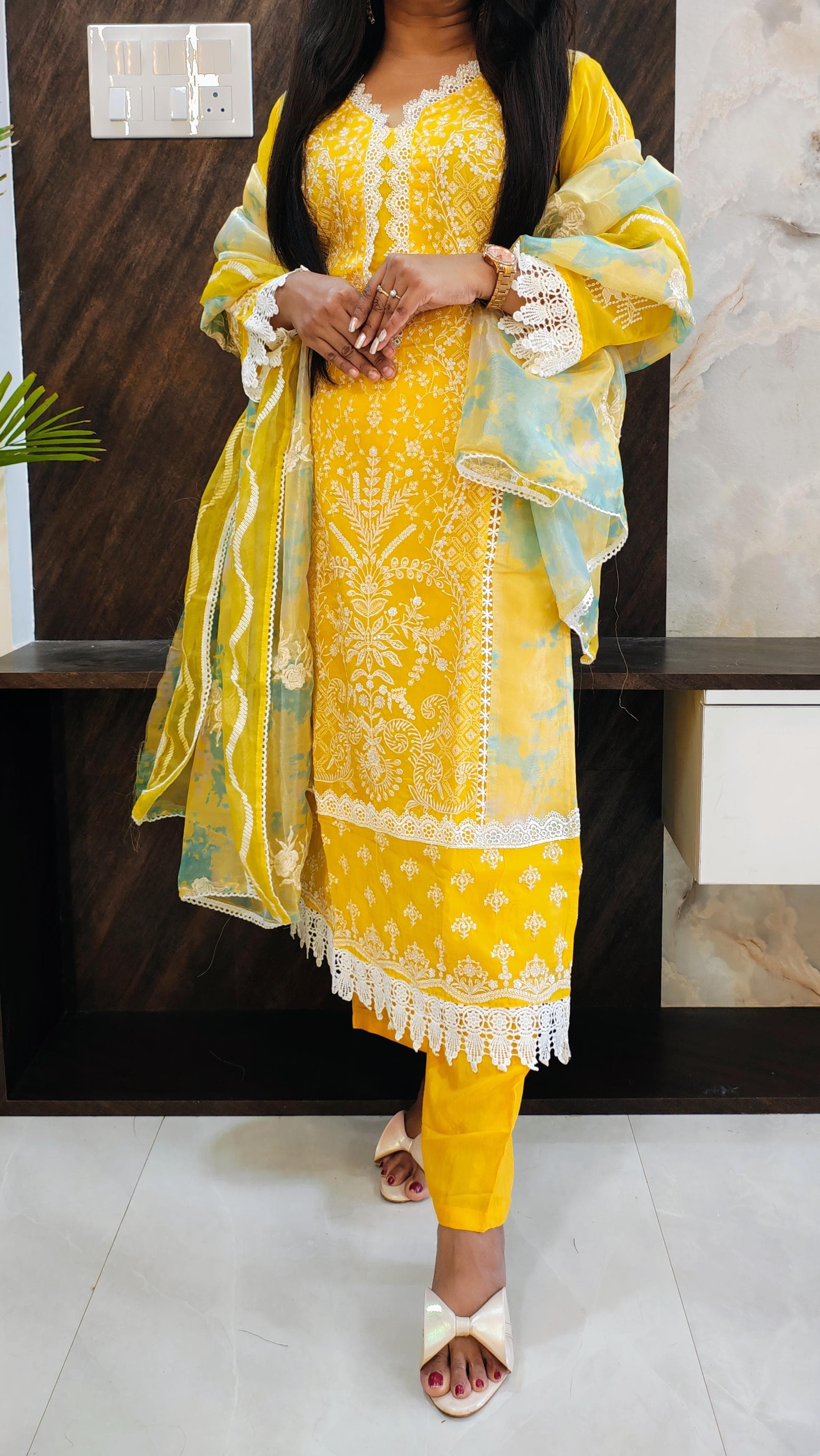 Yellow Pakistani Party Suit