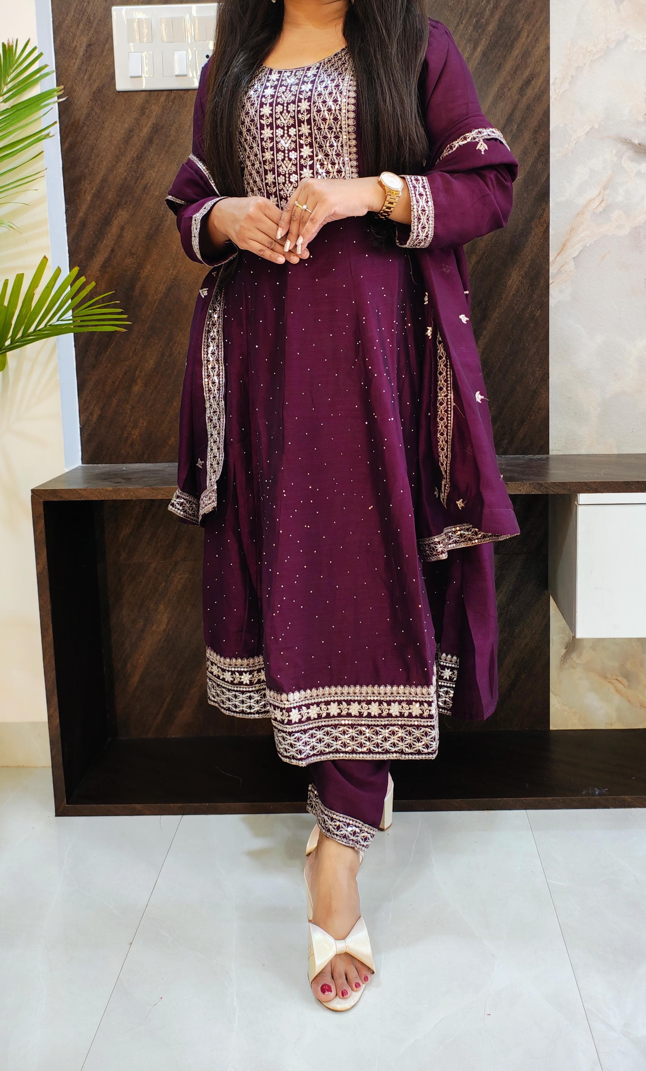 Wine Chinon Anarkali Suit