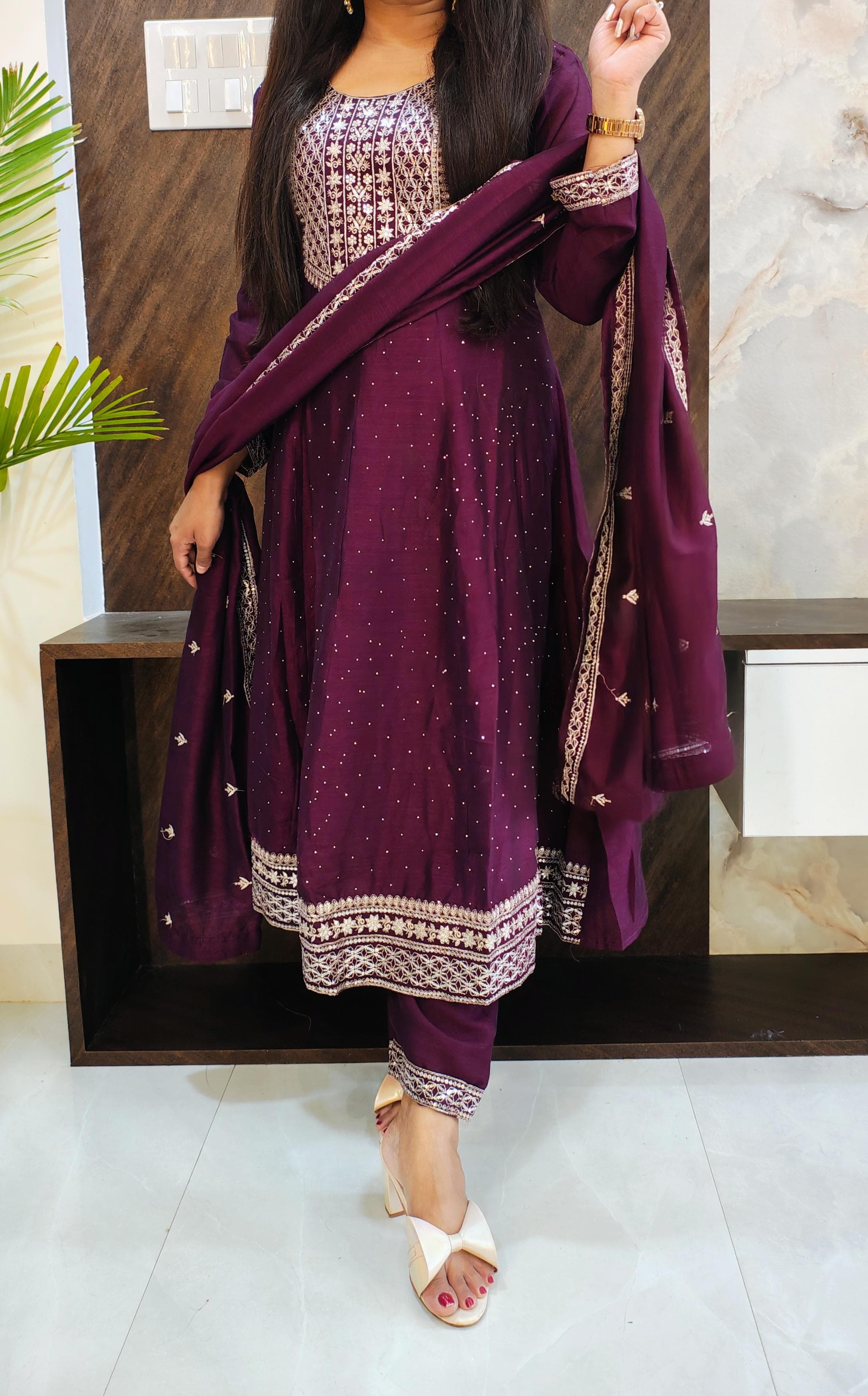 Wine Chinon Anarkali Suit