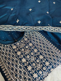 Blue Chinon Anarkali Suit