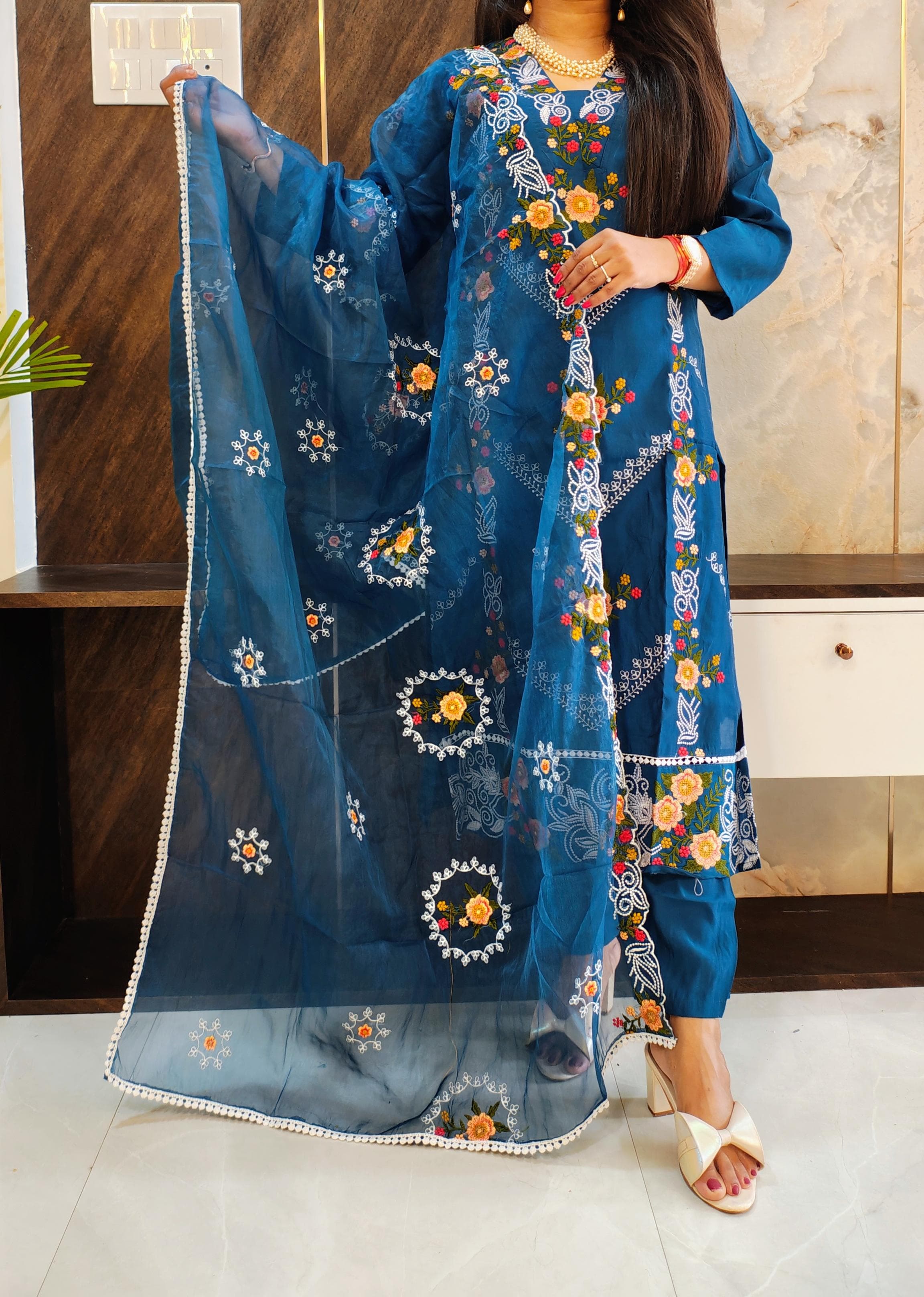 Blue Roman Silk Pakistani Suit