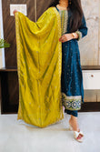 Blue Chinon Anarkali Suit