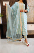 Sky Blue Brocade Banarasi Suit