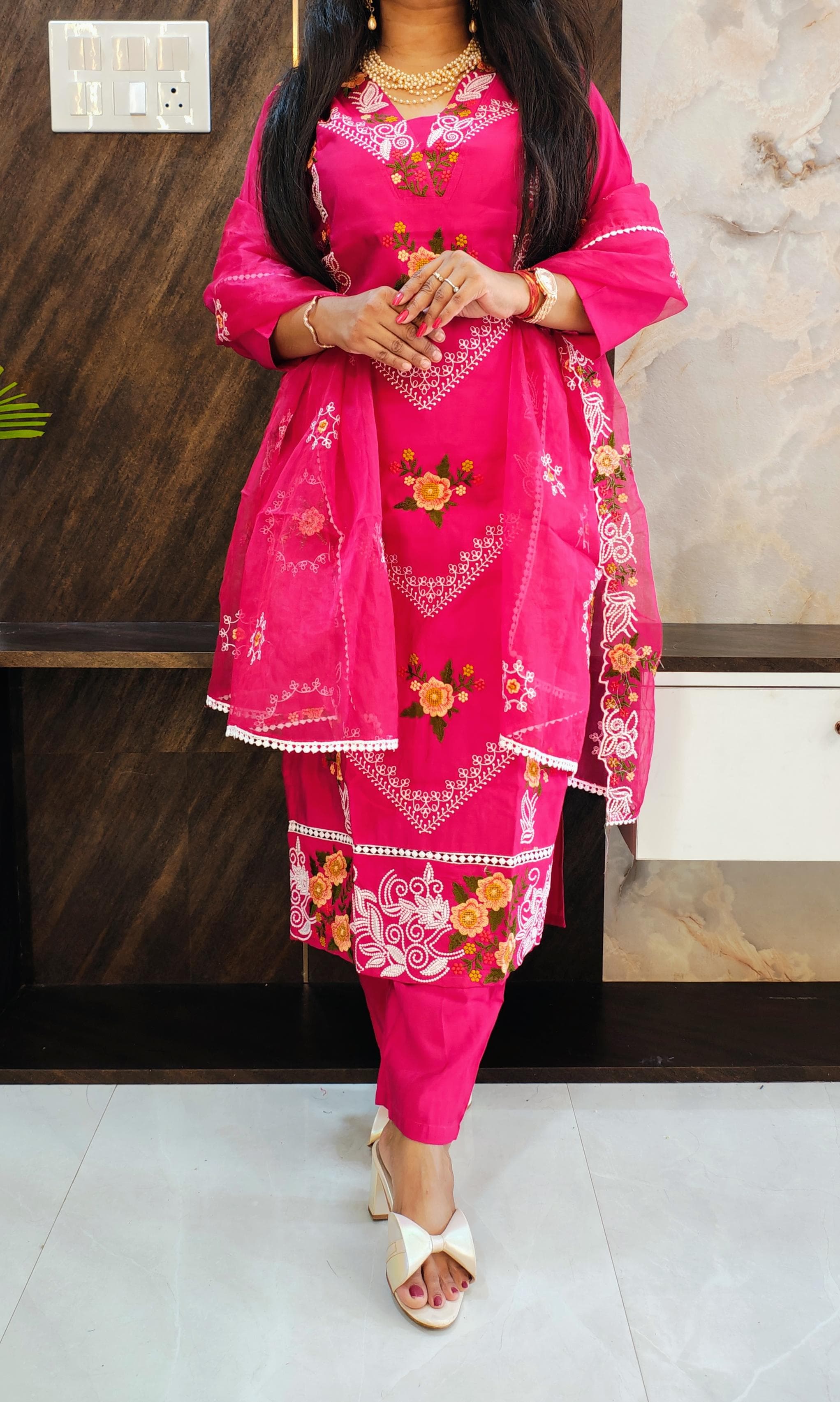 Pink Roman Silk Pakistani Suit