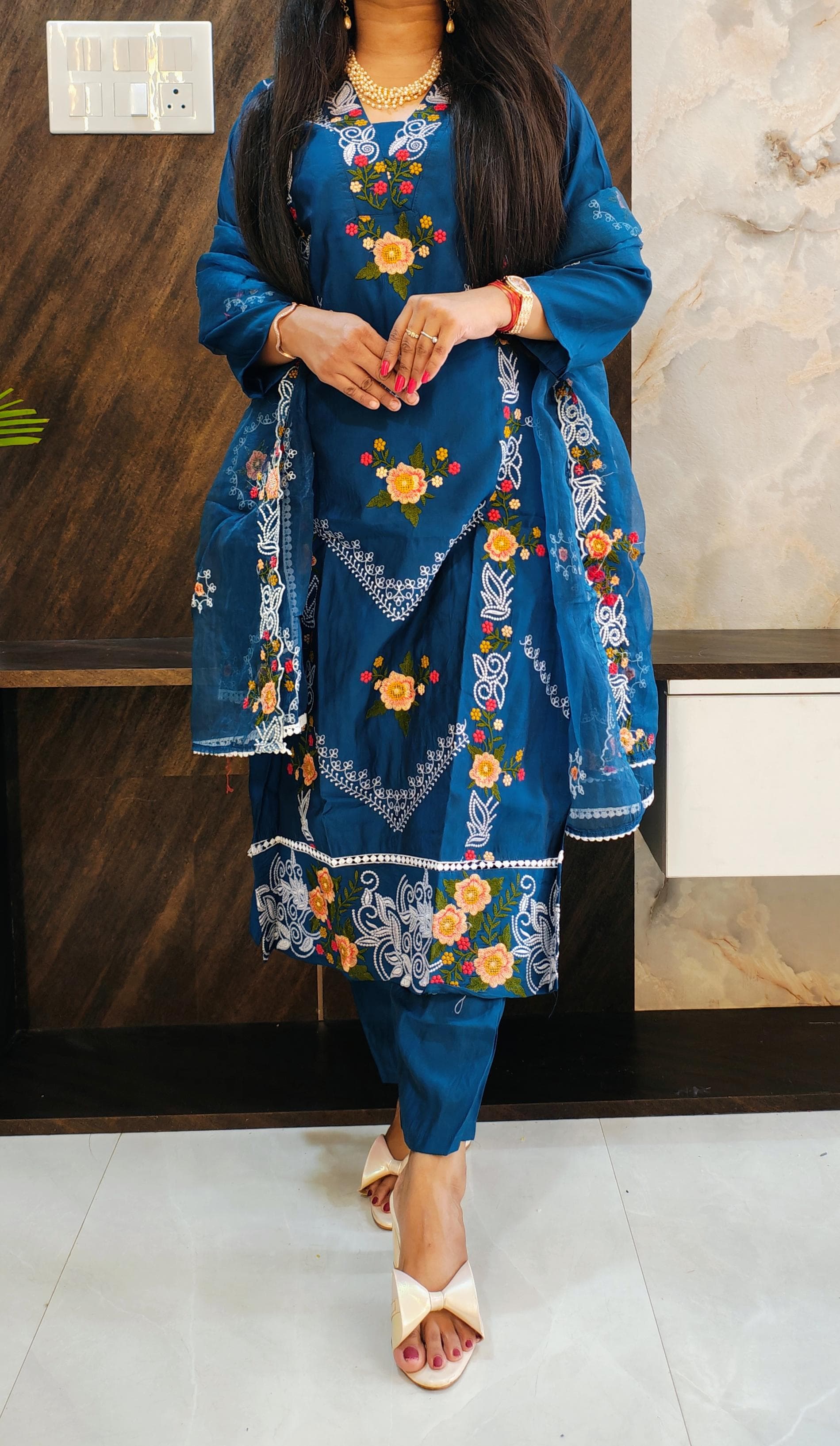 Blue Roman Silk Pakistani Suit