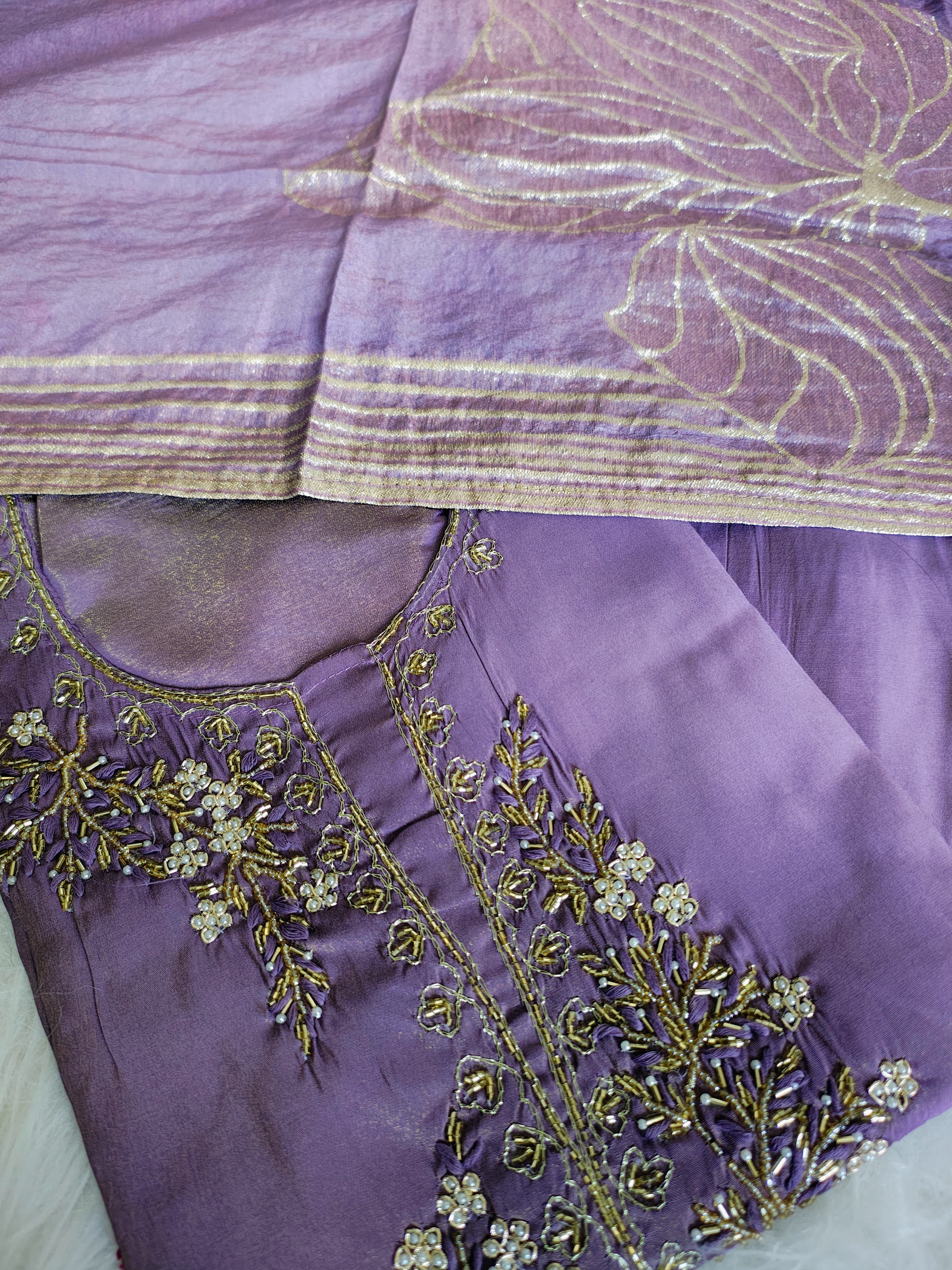 Purple Roman Silk Shimmer Suit