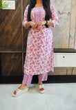 Pink Cotton Front Pleated Kurti Pant