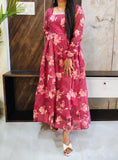 Pink Printed Chanderi Gown