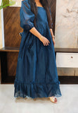 Blue Chanderi Flaired Tunic