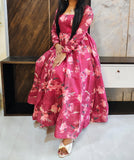 Pink Printed Chanderi Gown