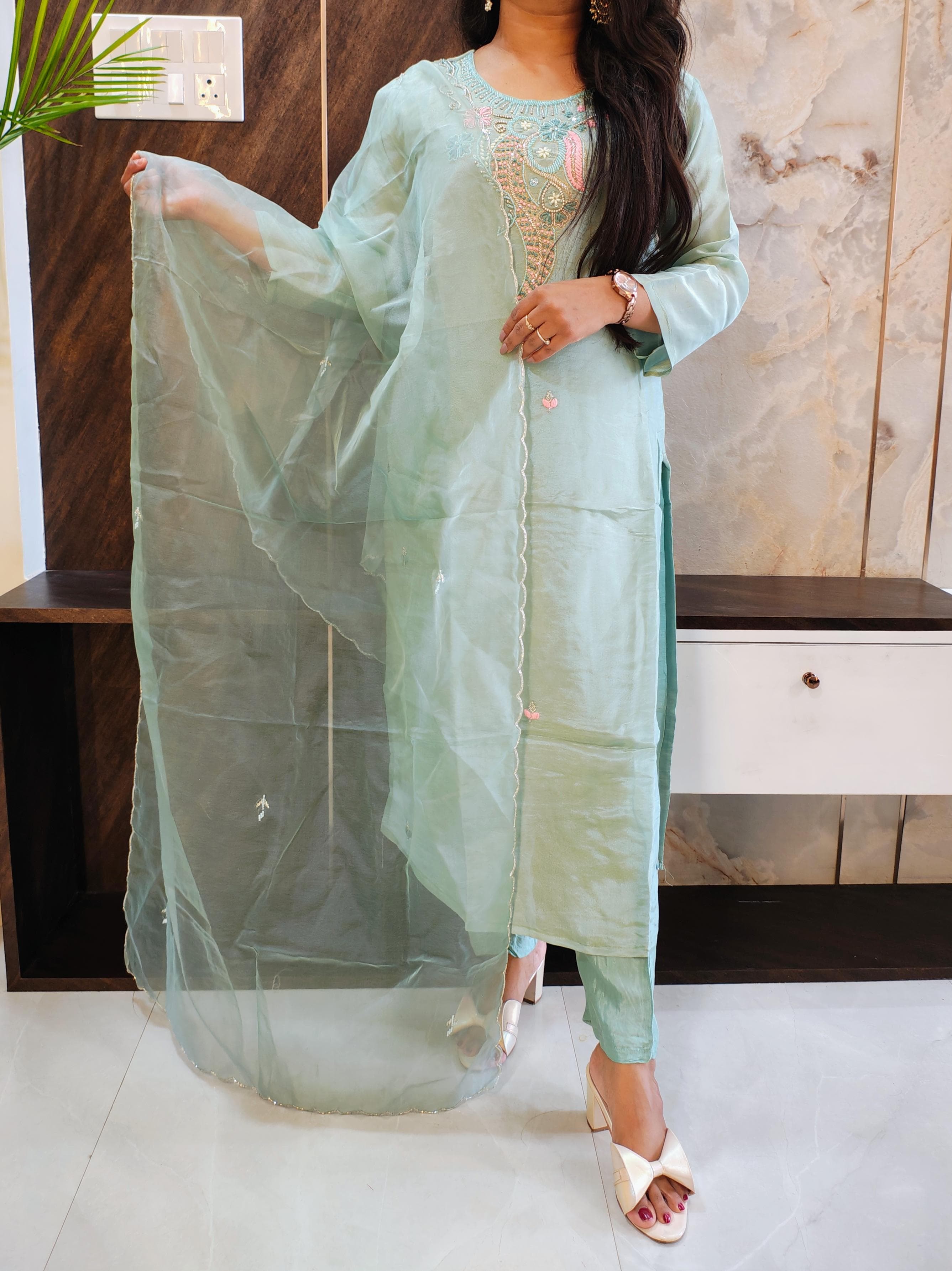 Pista Green Shimmer Suit