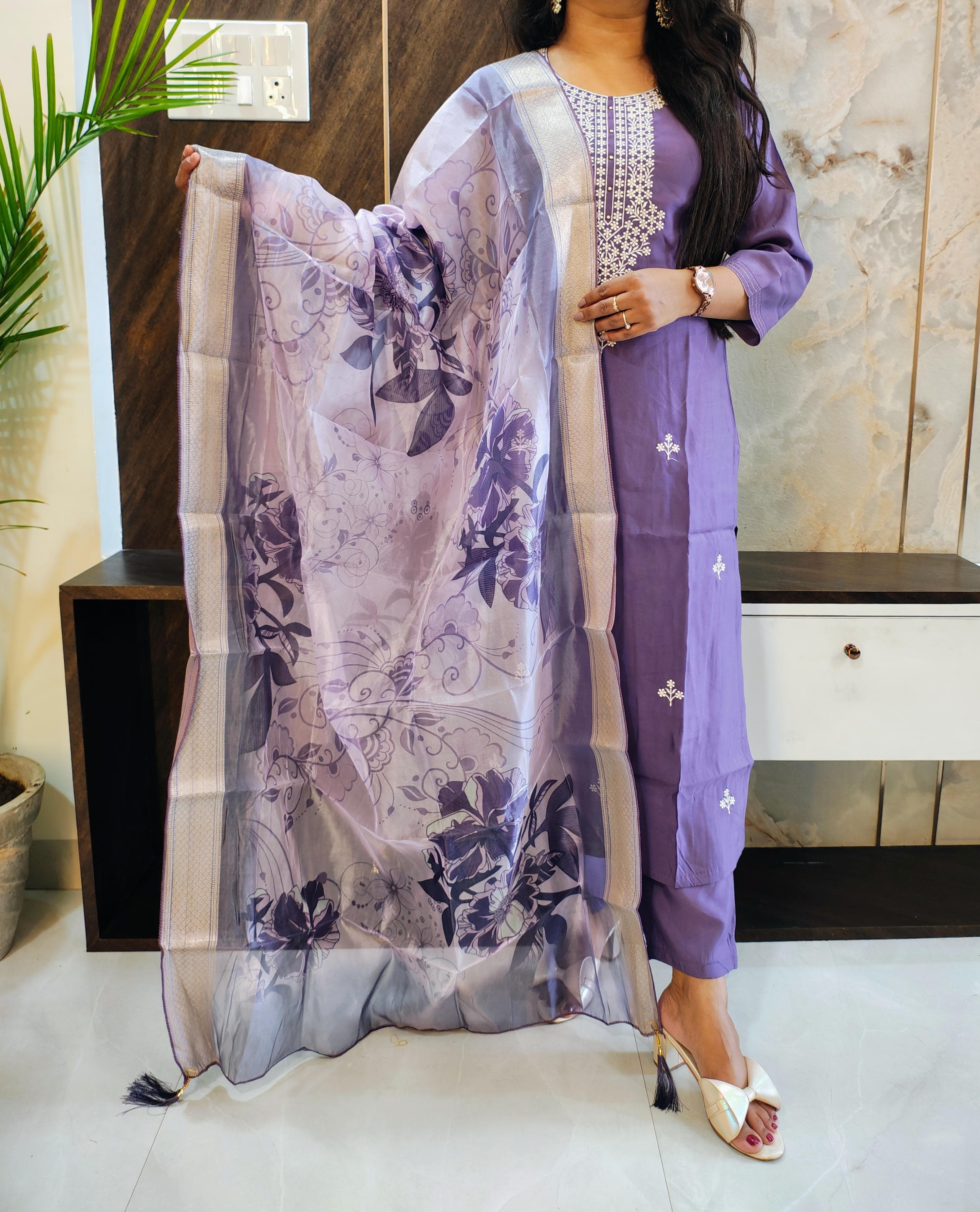 Purple Roman Silk Suit