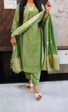 Green Front Pleated suit