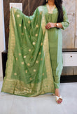 Green Front Pleated suit