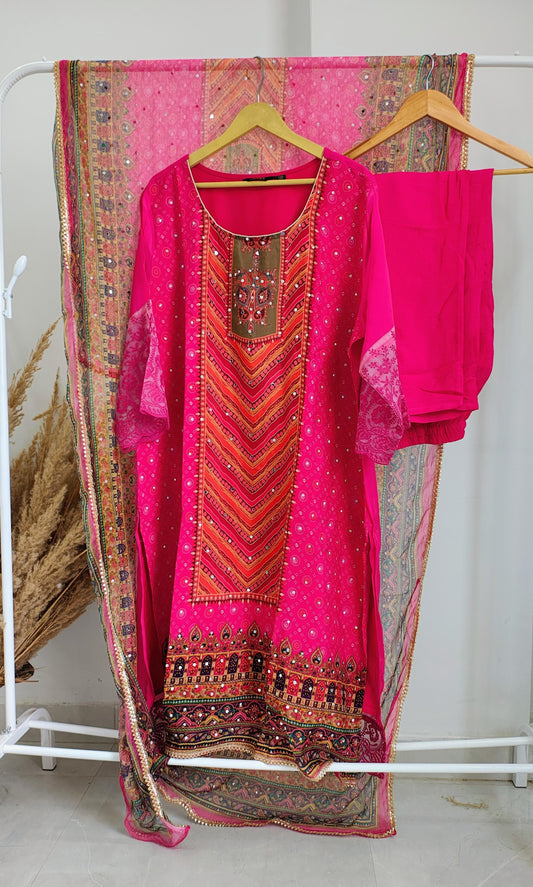 Pink Pure Organza Suit