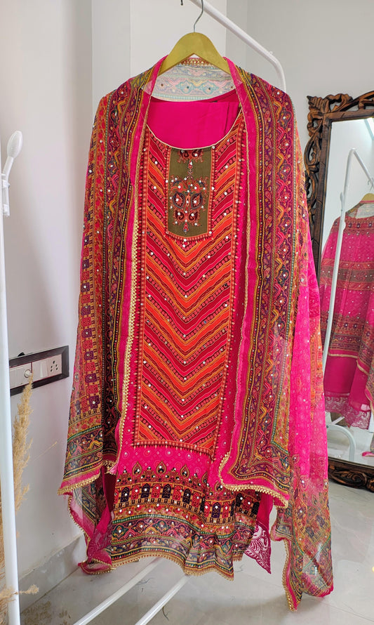 Pink Pure Organza Suit