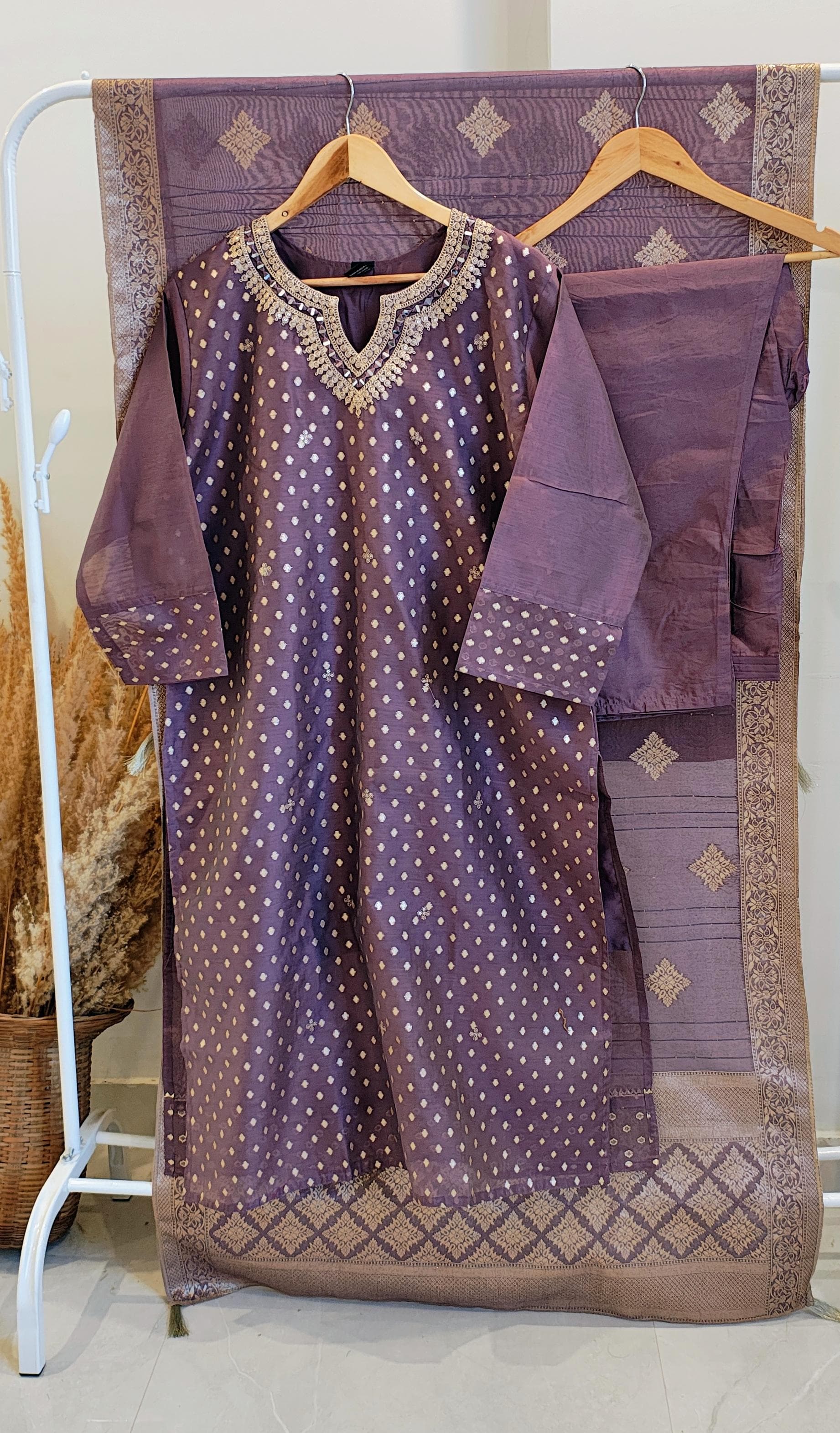 Purple Banarasi suit