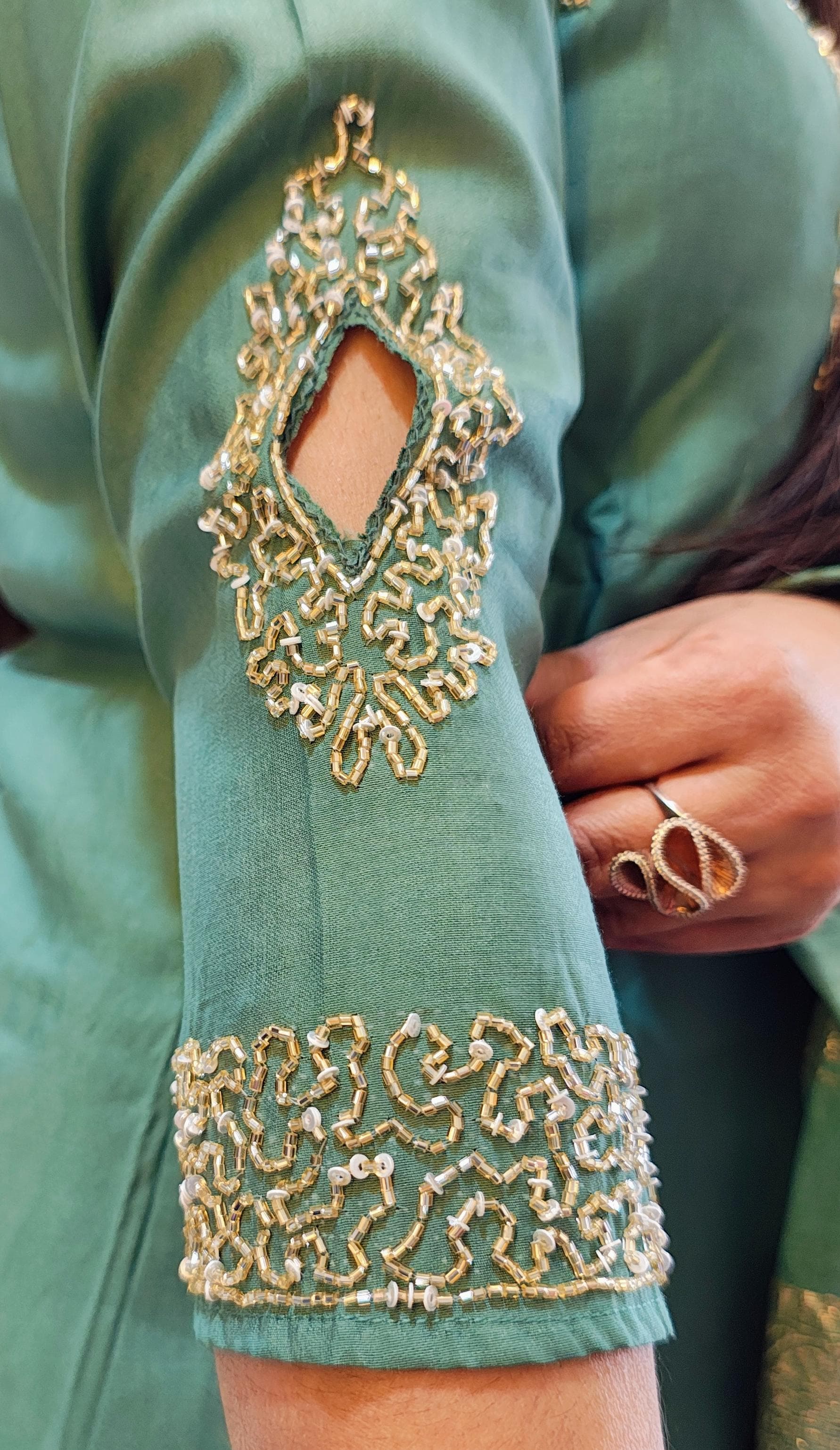 Green Roman Silk Suit