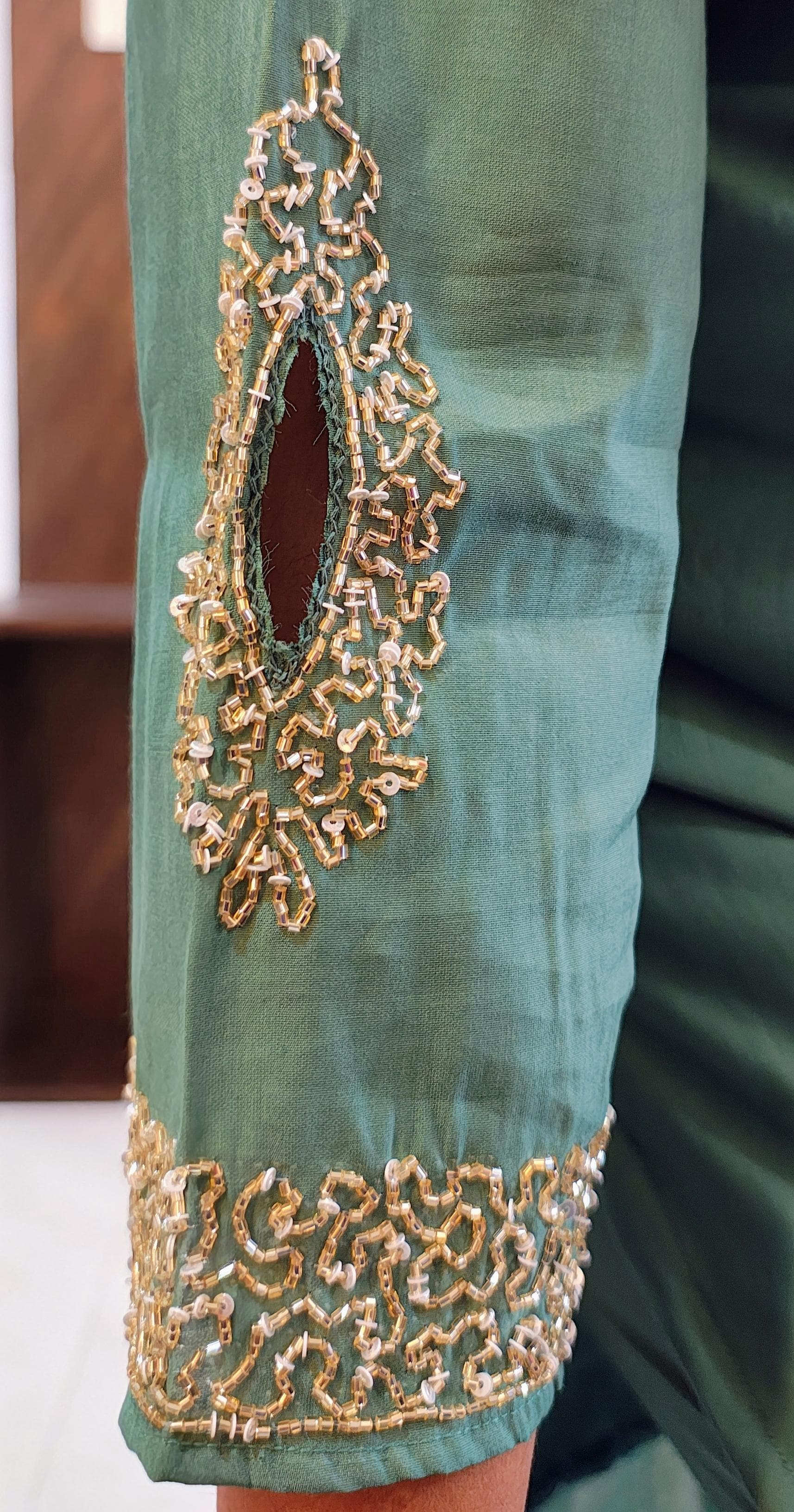 Green Roman Silk Suit