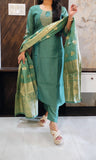 Green Roman Silk Suit