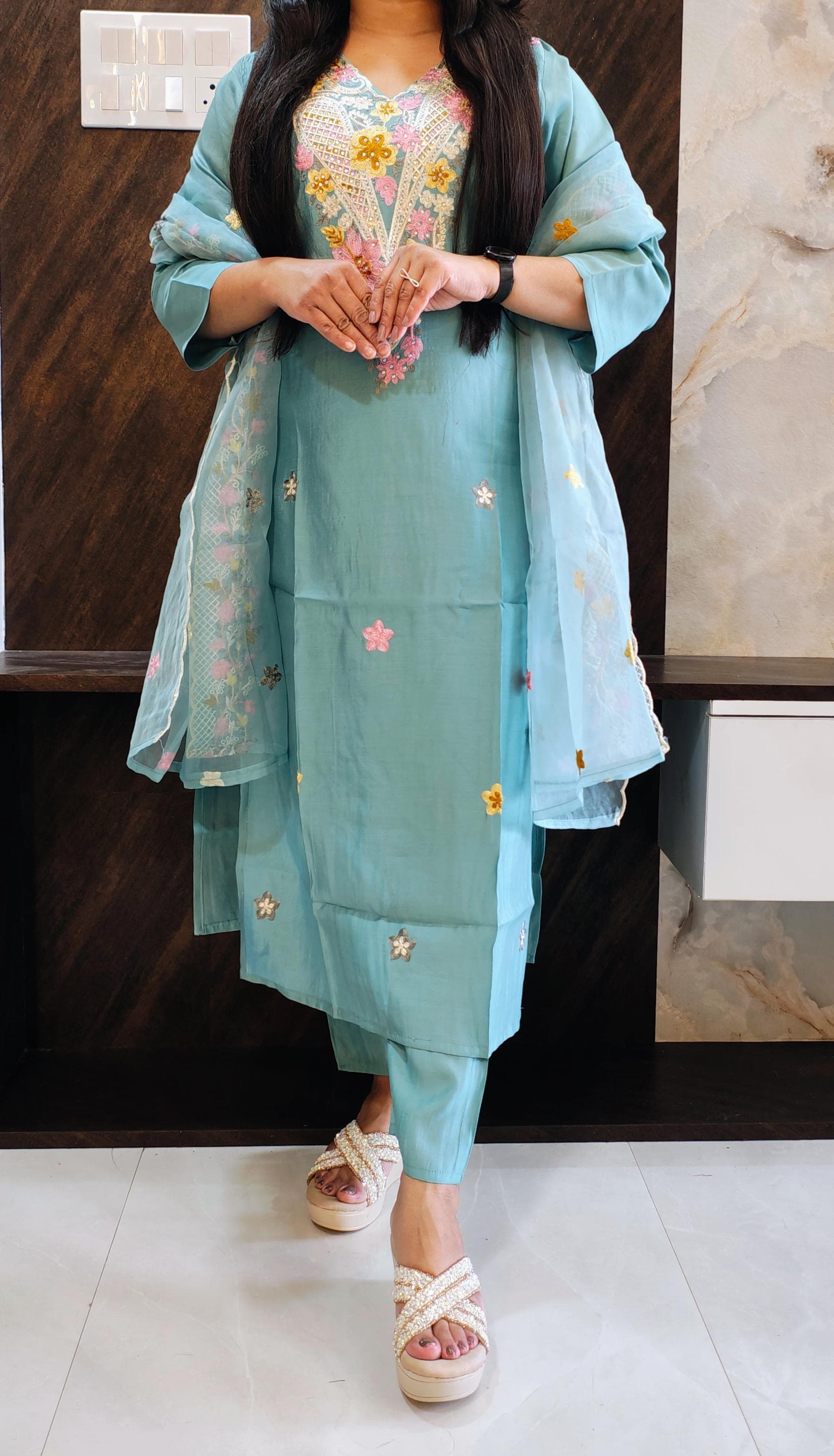 Aqua Blue Roman Suit