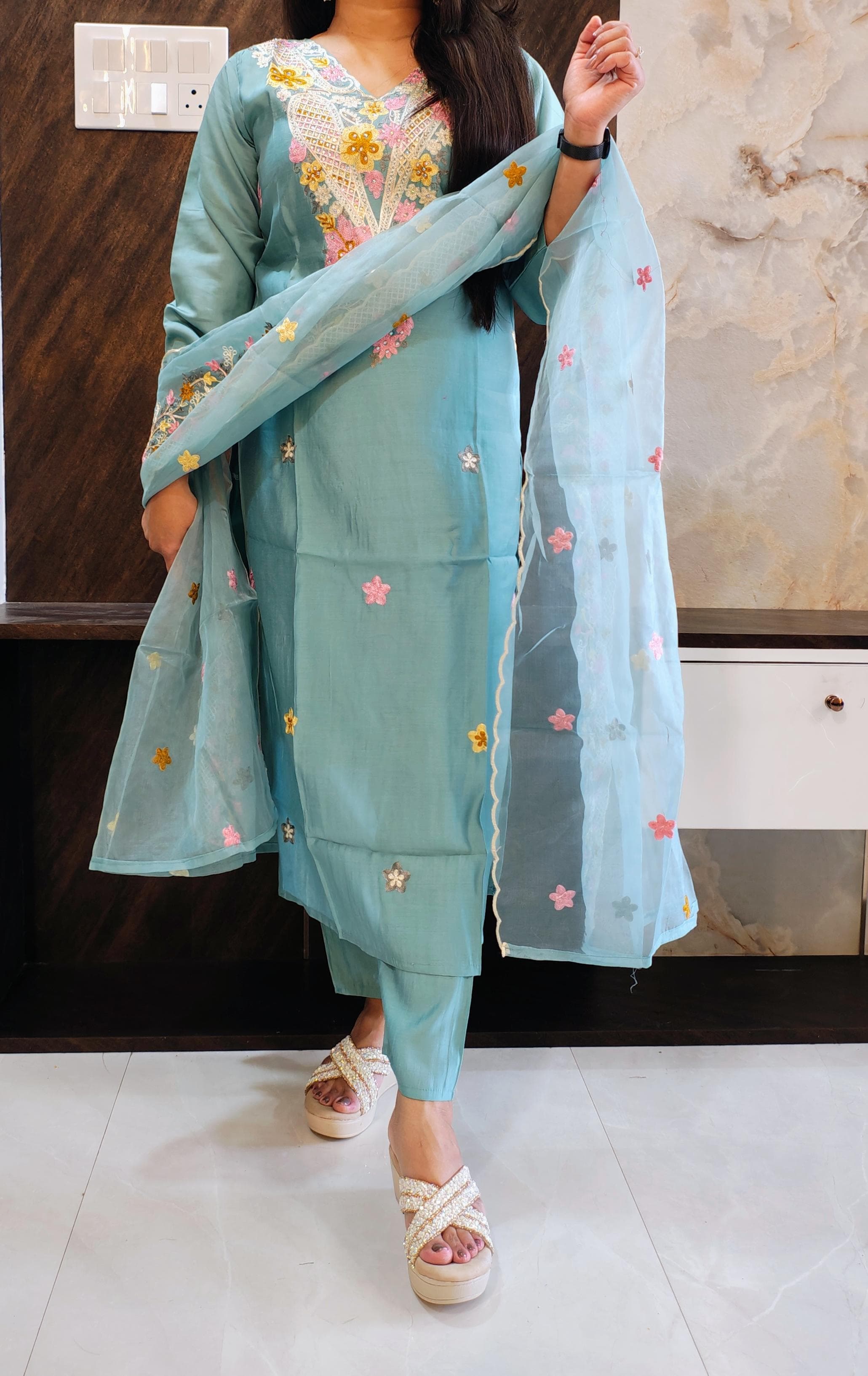 Aqua Blue Roman Suit