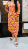 Orange Cotton Kurti Pant Set