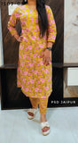 Mustard Cotton Kurti Pant Set