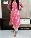 Pink Cotton Kurti Pant Set