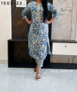 Sky Blue Cotton Kurti Pant Set