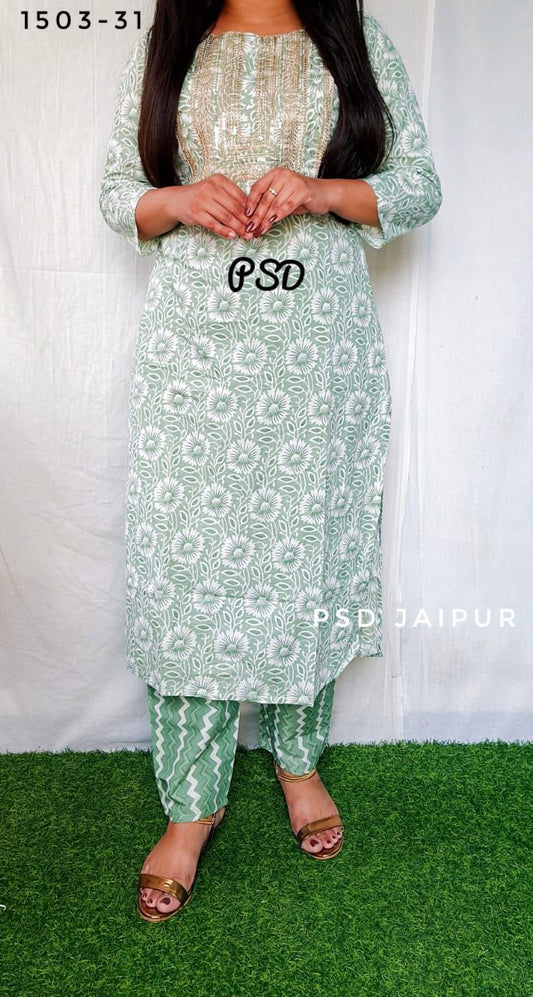 Light Green Kurti Pant Set