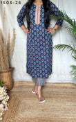 Blue Cotton Kurti Pant Set