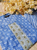 Sky Blue Bandhej Kurti Pant Set
