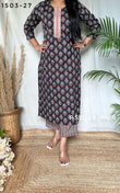 Black Cotton Kurti Pant Set