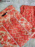 Light orange Cotton Kurti Pant Set