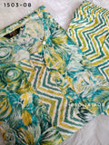Green Cotton Kurti Pant Set