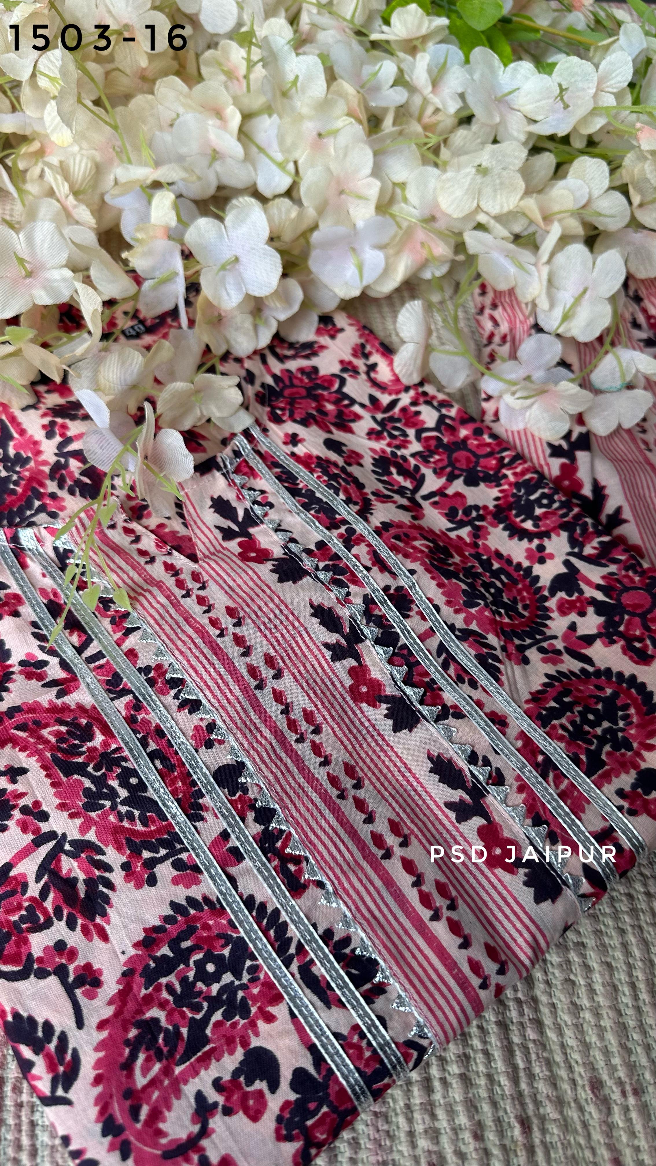 Pink Cotton Kurti Pant Set