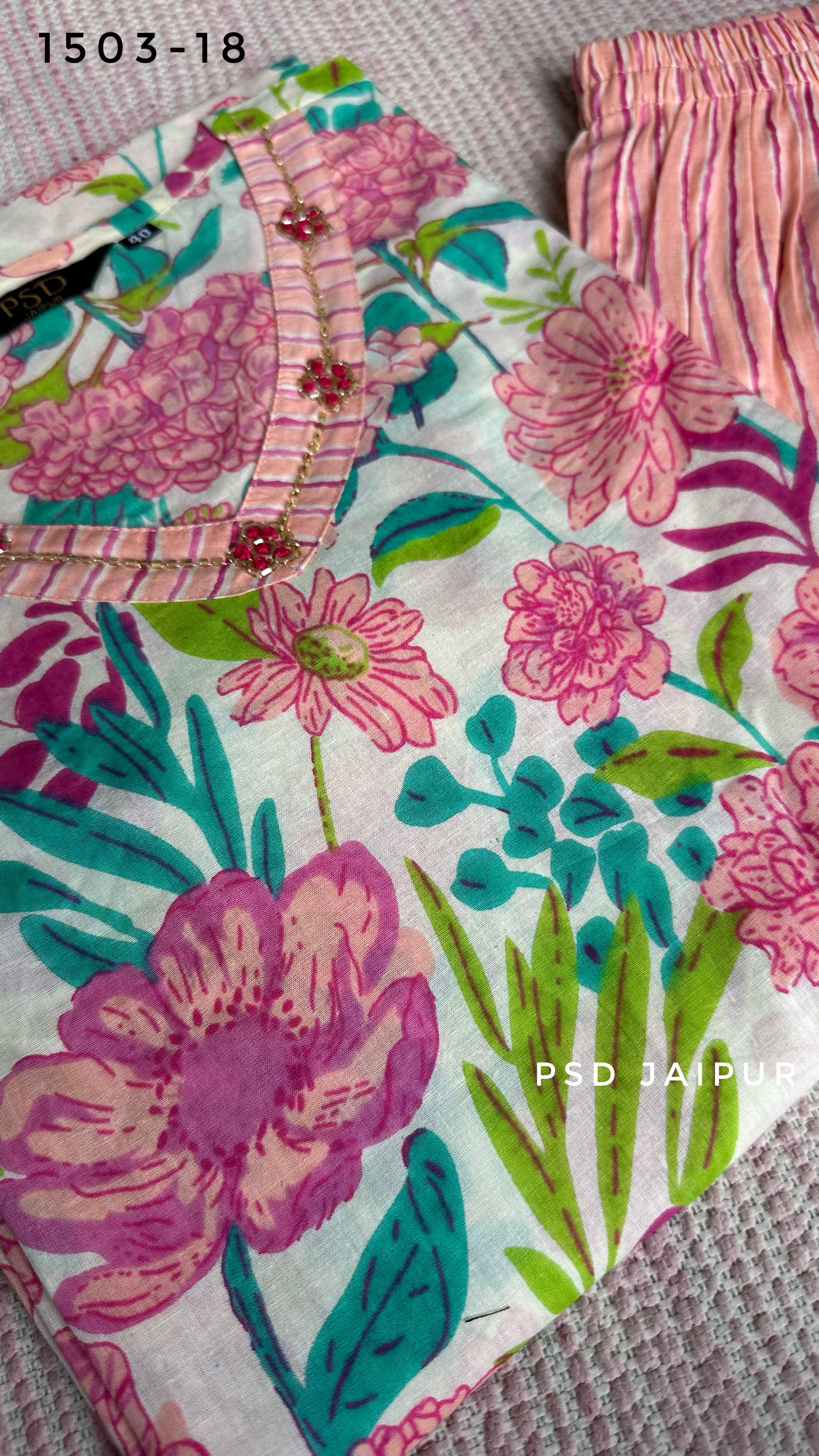 Floral Cotton Kurti Pant set