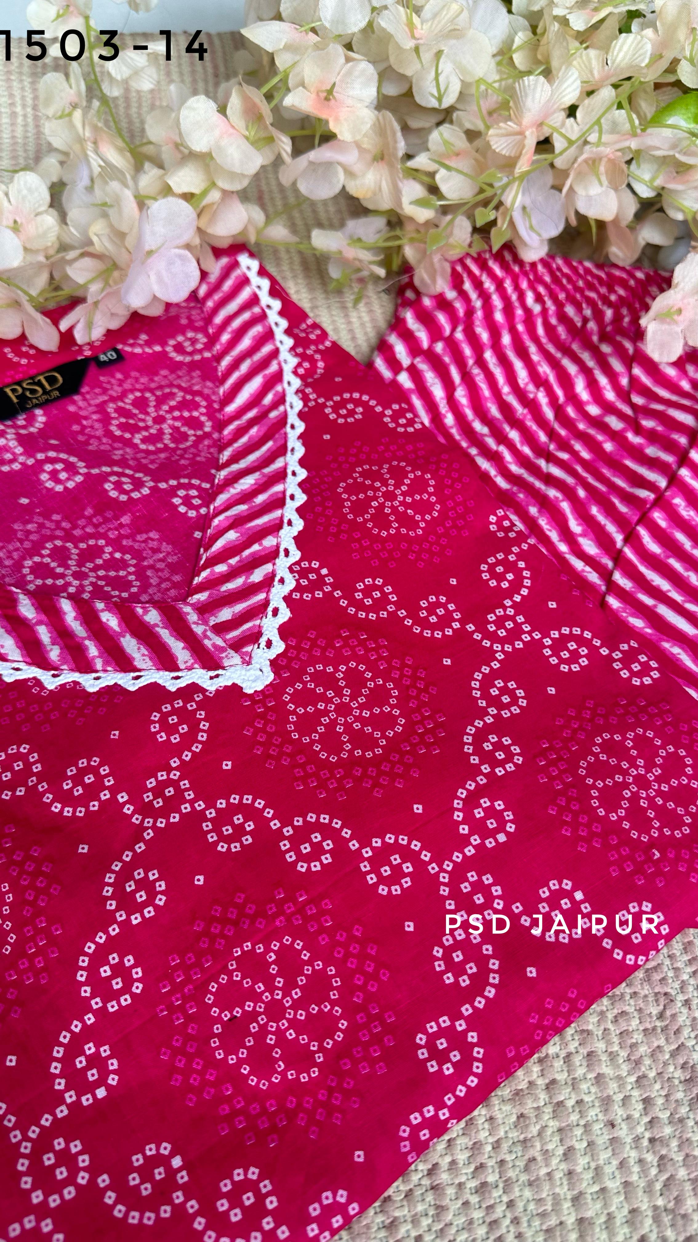 Pink Bandhej Kurti Pant