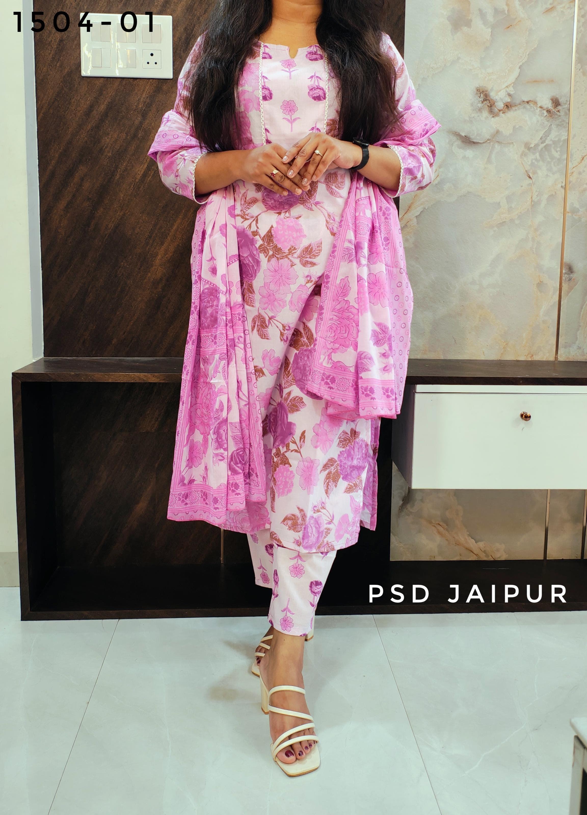 :Light Purple Pure Cotton Suit