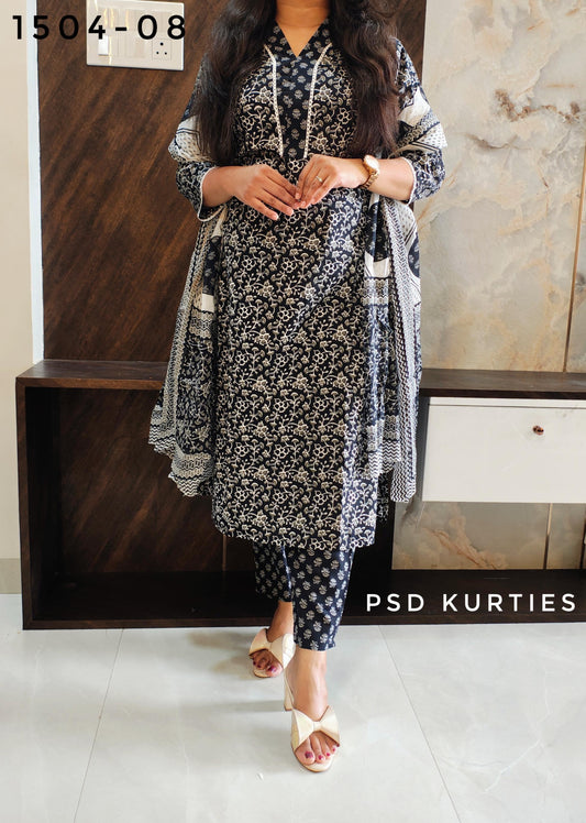 Black Pure Cotton Suit