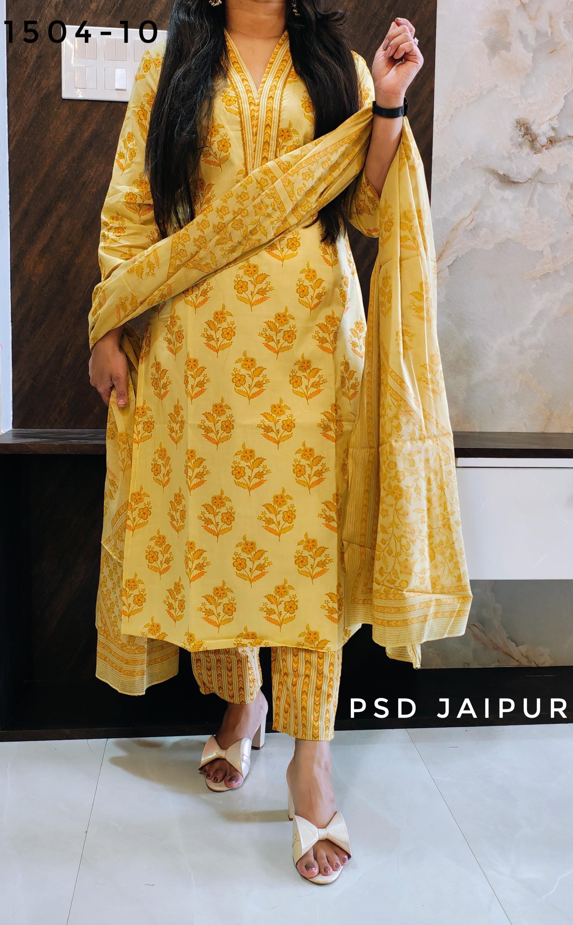 Mustard Pure Cotton Suit