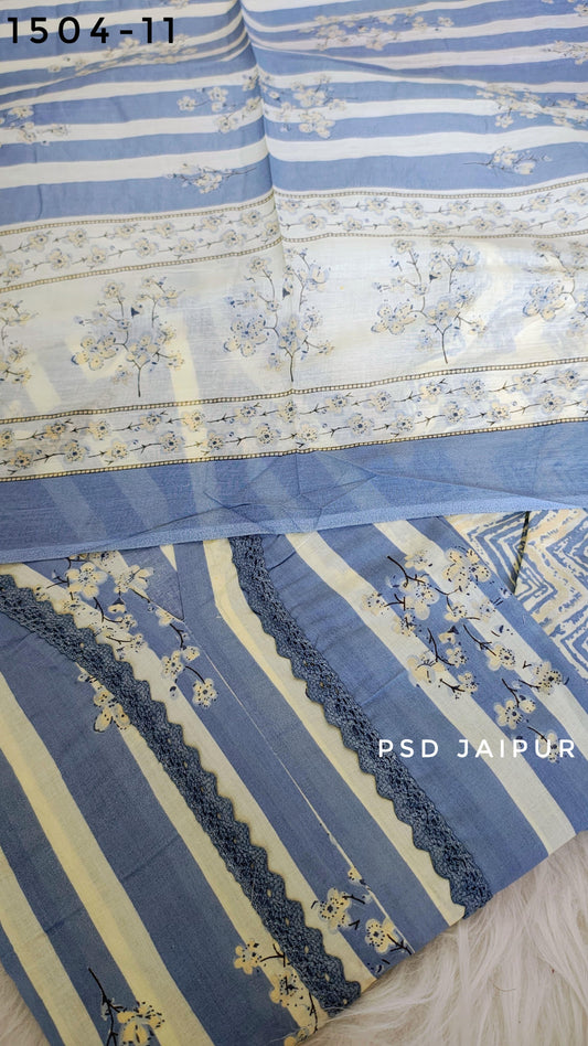 Blue Stripe Pure Cotton Suit
